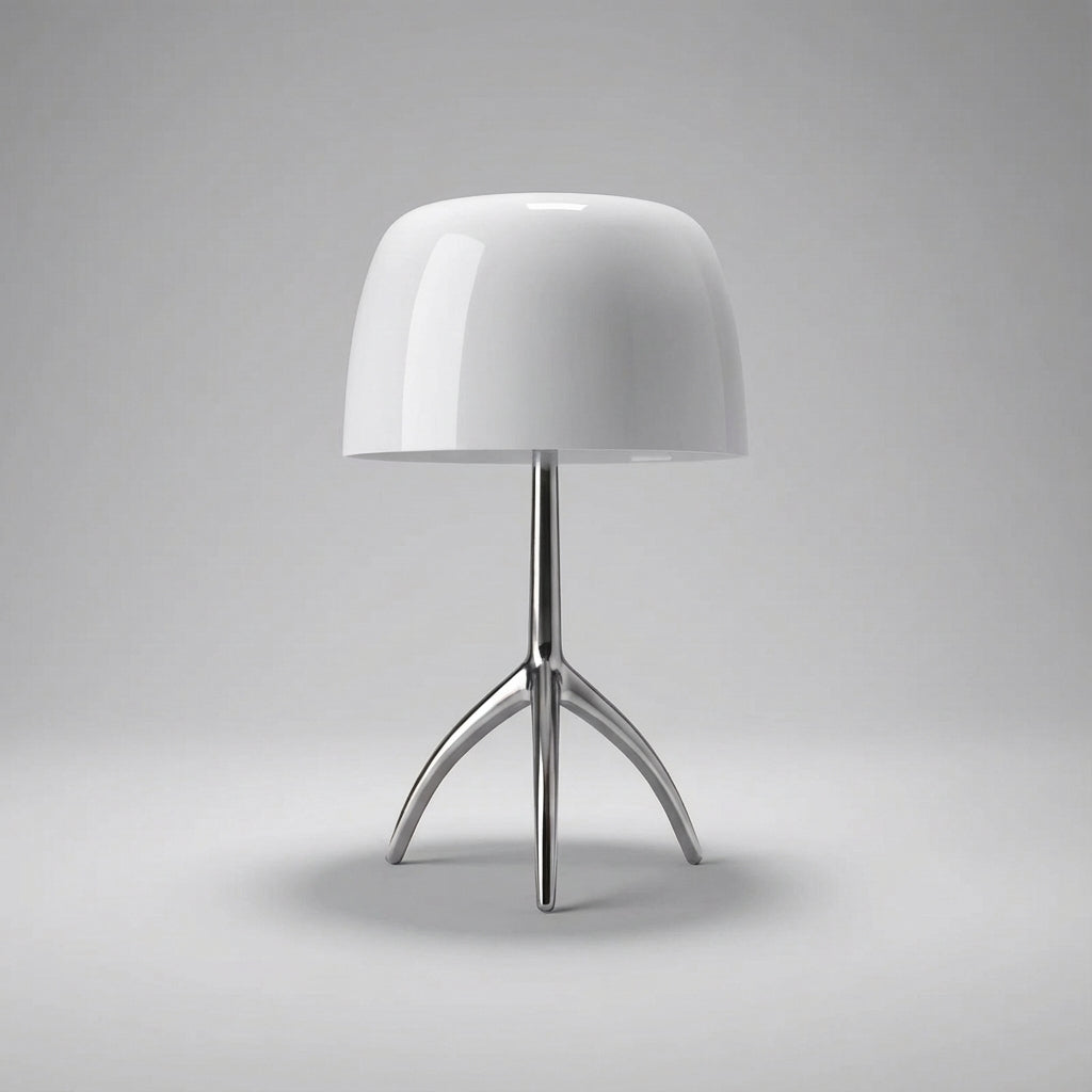Stativ-Schreibtischlampe mit kuppelförmigem Schirm, 18 Zoll LED-Arbeitsleuchte, kupferfarbener Metallsockel mit rotem Akzent für Schlafzimmer, Büro, Nachttisch, moderne skulpturale Leseleuchte | Thomler