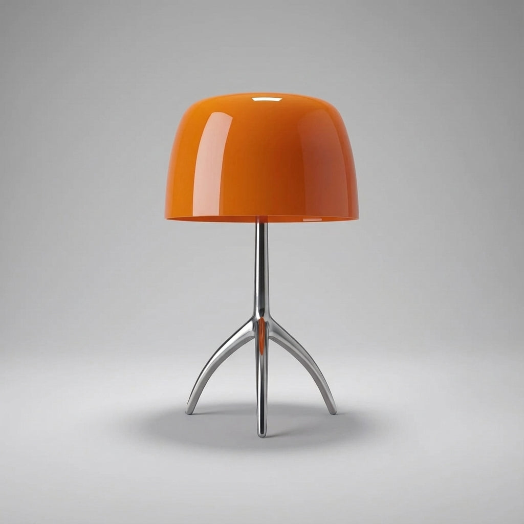Stativ-Schreibtischlampe mit kuppelförmigem Schirm, 18 Zoll LED-Arbeitsleuchte, kupferfarbener Metallsockel mit rotem Akzent für Schlafzimmer, Büro, Nachttisch, moderne skulpturale Leseleuchte | Thomler