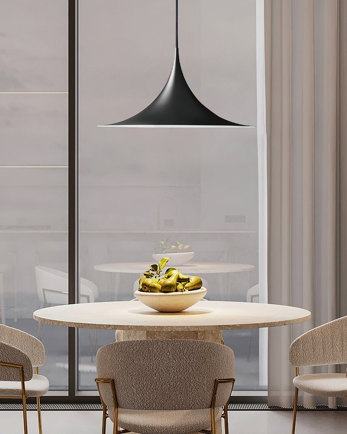 Metal Dome Drop Ceiling Fixture for Kitchen Island & Dining Table – Cord-Adjustable Contemporary Hanging Light with E26 Socket in Black, Whi | Thomler