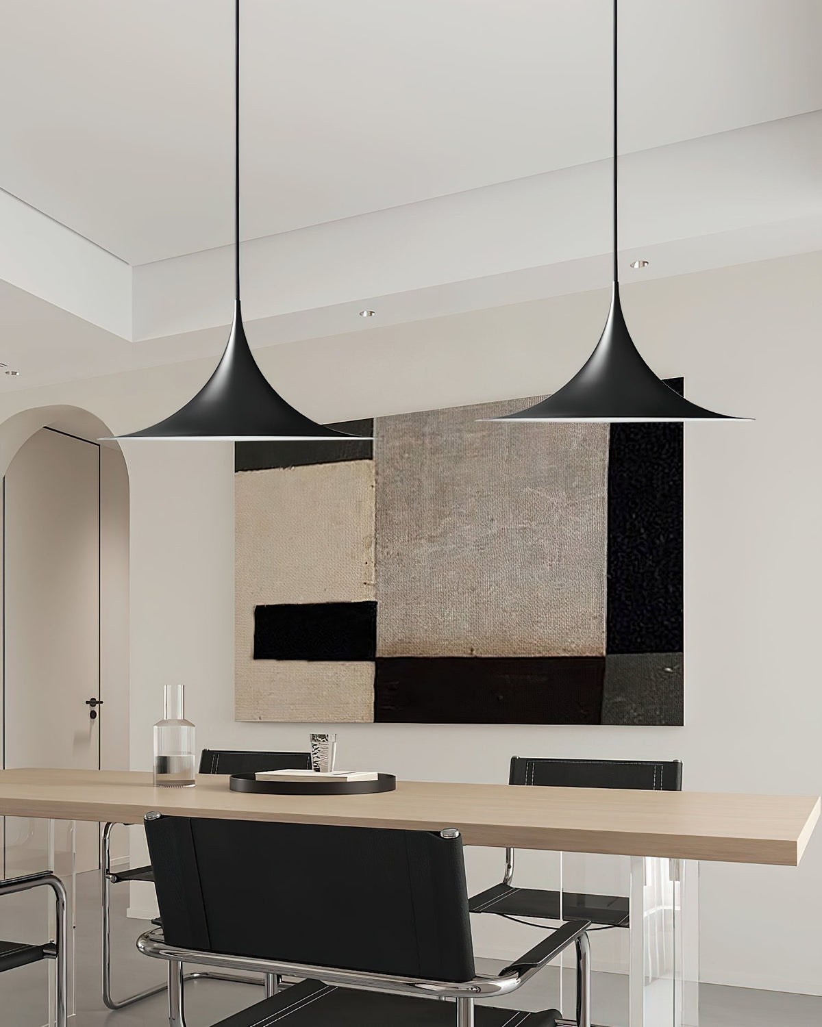 Metal Dome Drop Ceiling Fixture for Kitchen Island & Dining Table – Cord-Adjustable Contemporary Hanging Light with E26 Socket in Black, Whi | Thomler