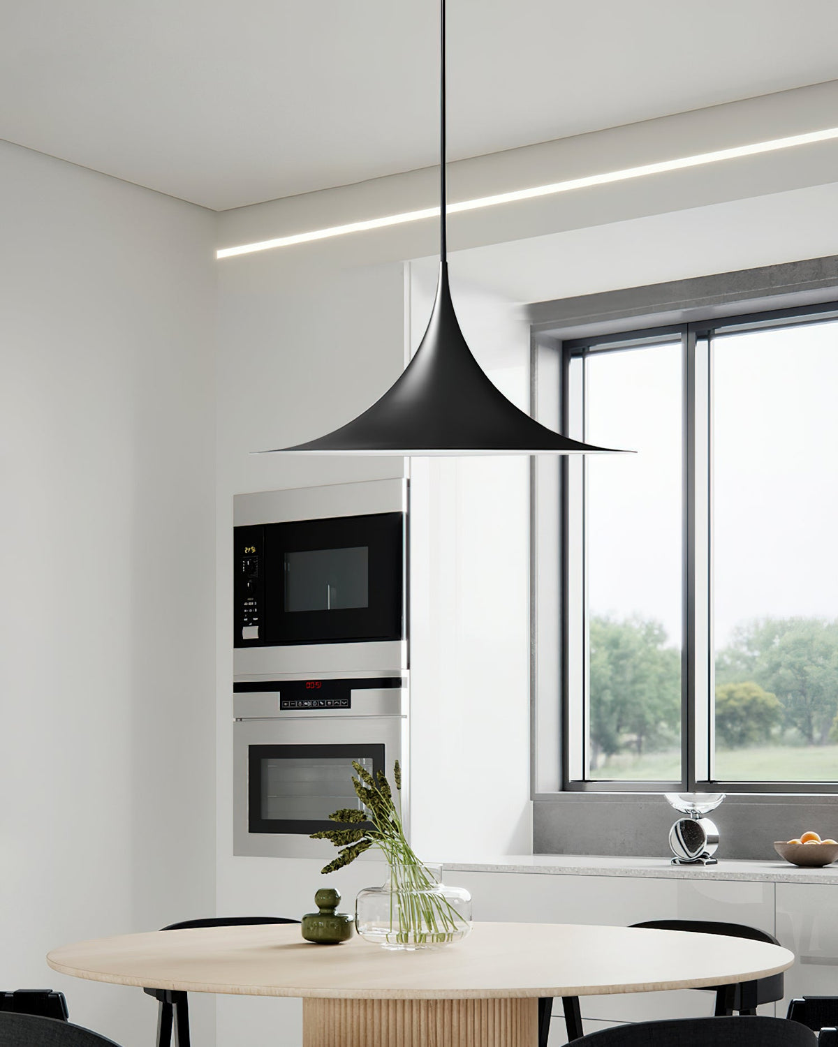 Metal Dome Drop Ceiling Fixture for Kitchen Island & Dining Table – Cord-Adjustable Contemporary Hanging Light with E26 Socket in Black, Whi | Thomler