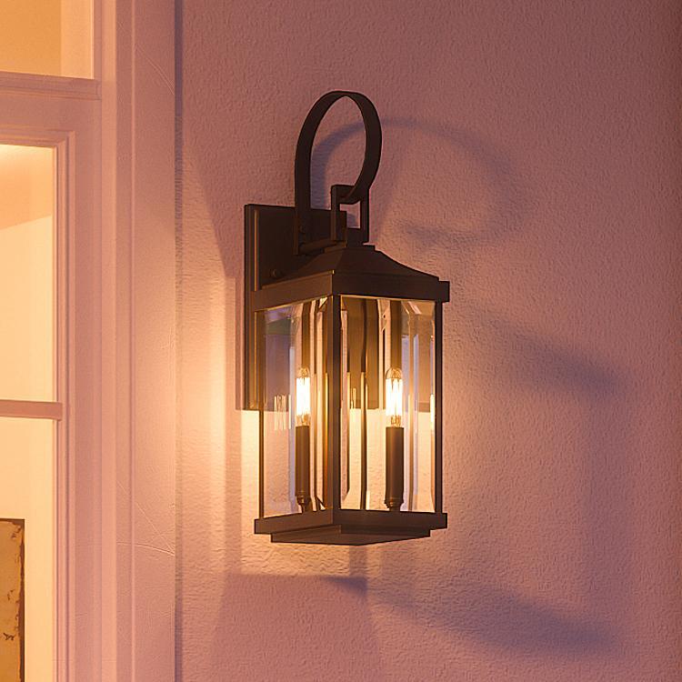 Outdoor Sconce Light 22 Inch Bronze Finish Exterior Lantern Fixture with Beveled Glass for Entryway Patio Porch House Facade Traditional Col | Thomler
