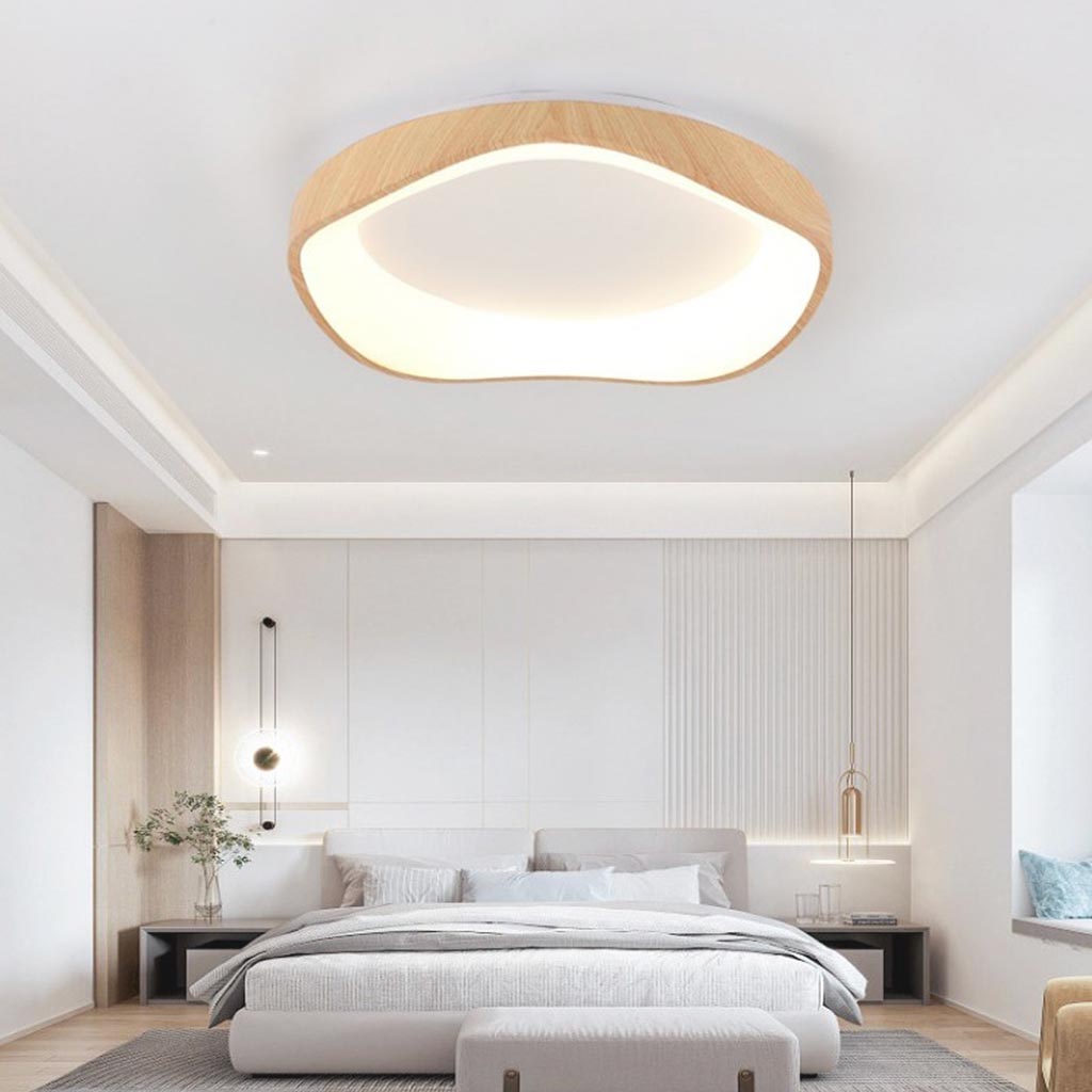 Round LED Ceiling Light 16.5 in Dimmable Remote Control Fixture Iron & Acrylic 3-Color Adjustable for Bedroom Living Room Study | Thomler