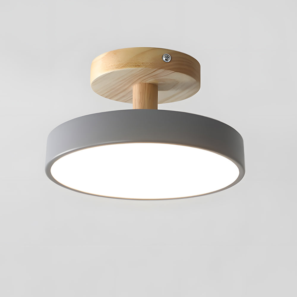 Flush Mount LED Light Fixture Wood Metal 12W for Bedroom Hallway Living Room Scandinavian Style Minimalist Low Profile Integrated Bulb Soft | Thomler