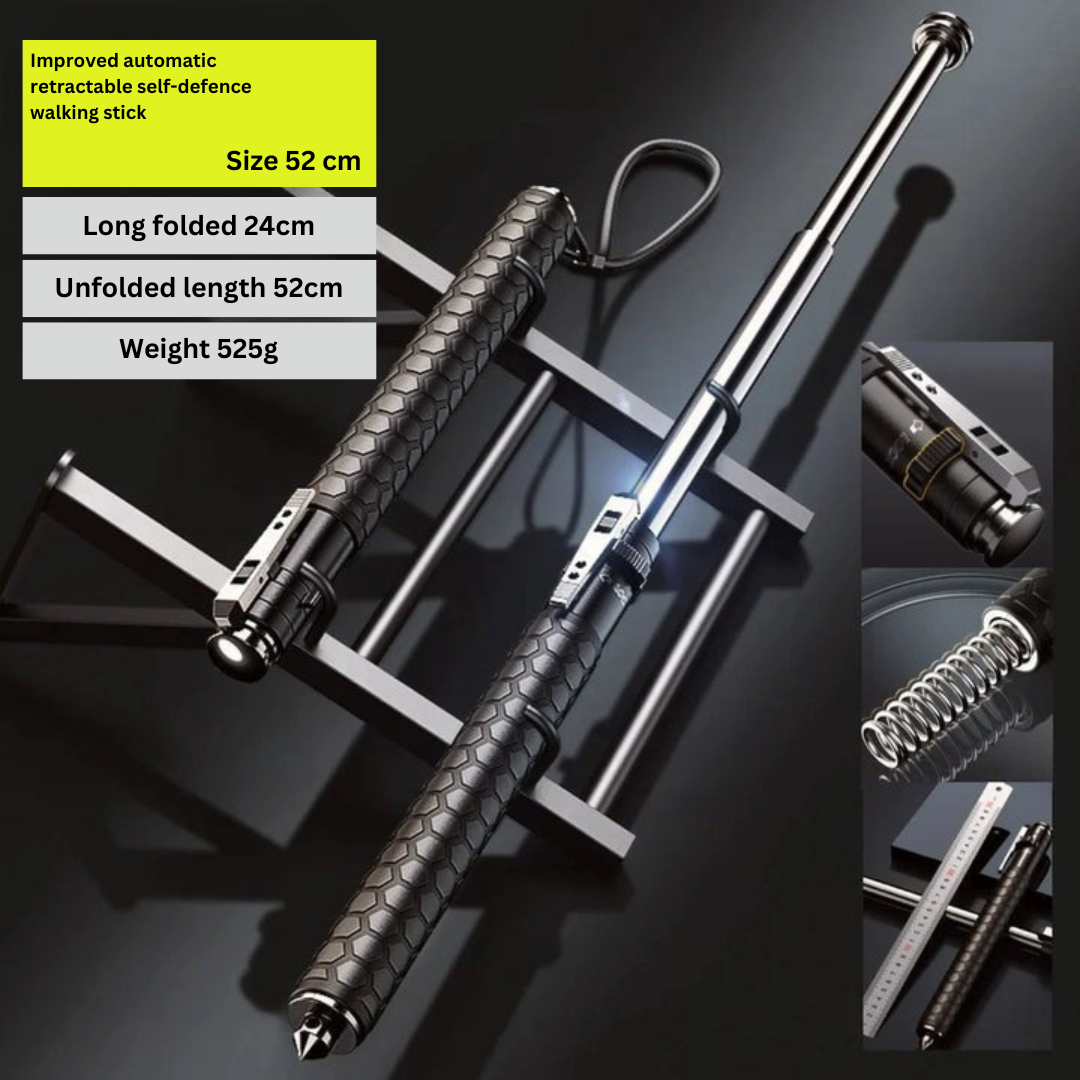 Spring-Loaded Telescoping Support Cane with Anti-Slip Grip for Trail Hiking & City Walking | Thomler