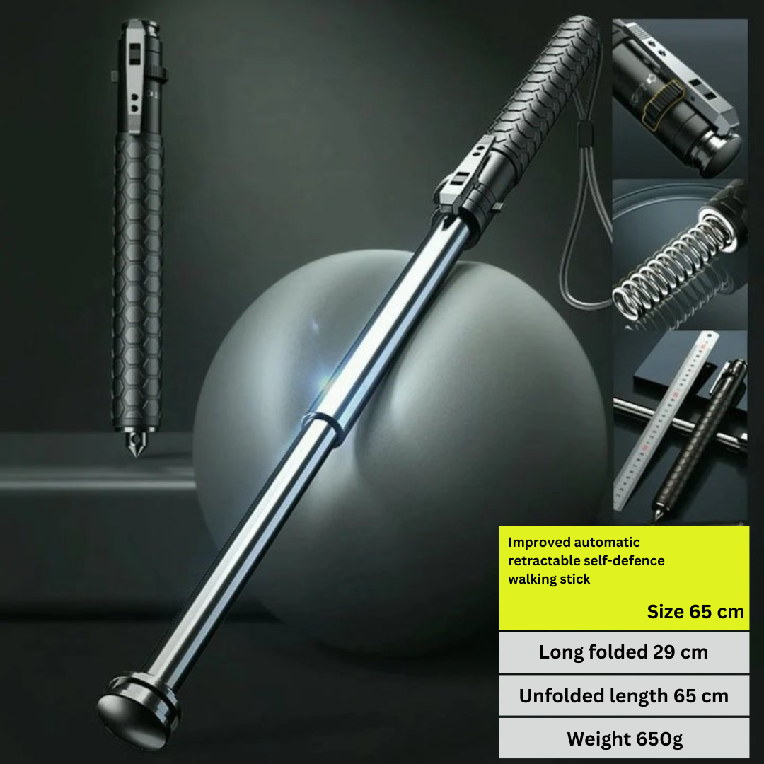 Spring-Loaded Telescoping Support Cane with Anti-Slip Grip for Trail Hiking & City Walking | Thomler