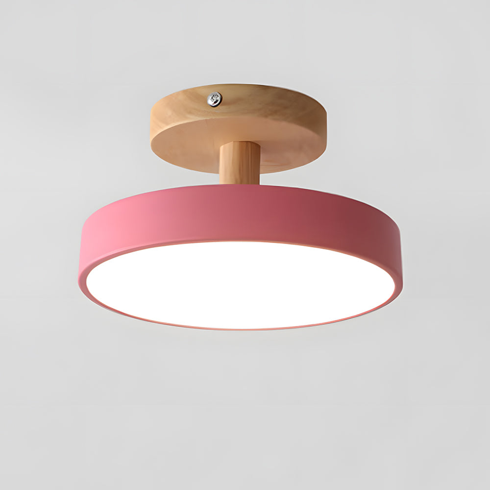Flush Mount LED Light Fixture Wood Metal 12W for Bedroom Hallway Living Room Scandinavian Style Minimalist Low Profile Integrated Bulb Soft | Thomler