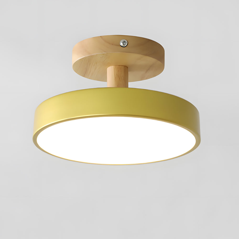 Flush Mount LED Light Fixture Wood Metal 12W for Bedroom Hallway Living Room Scandinavian Style Minimalist Low Profile Integrated Bulb Soft | Thomler