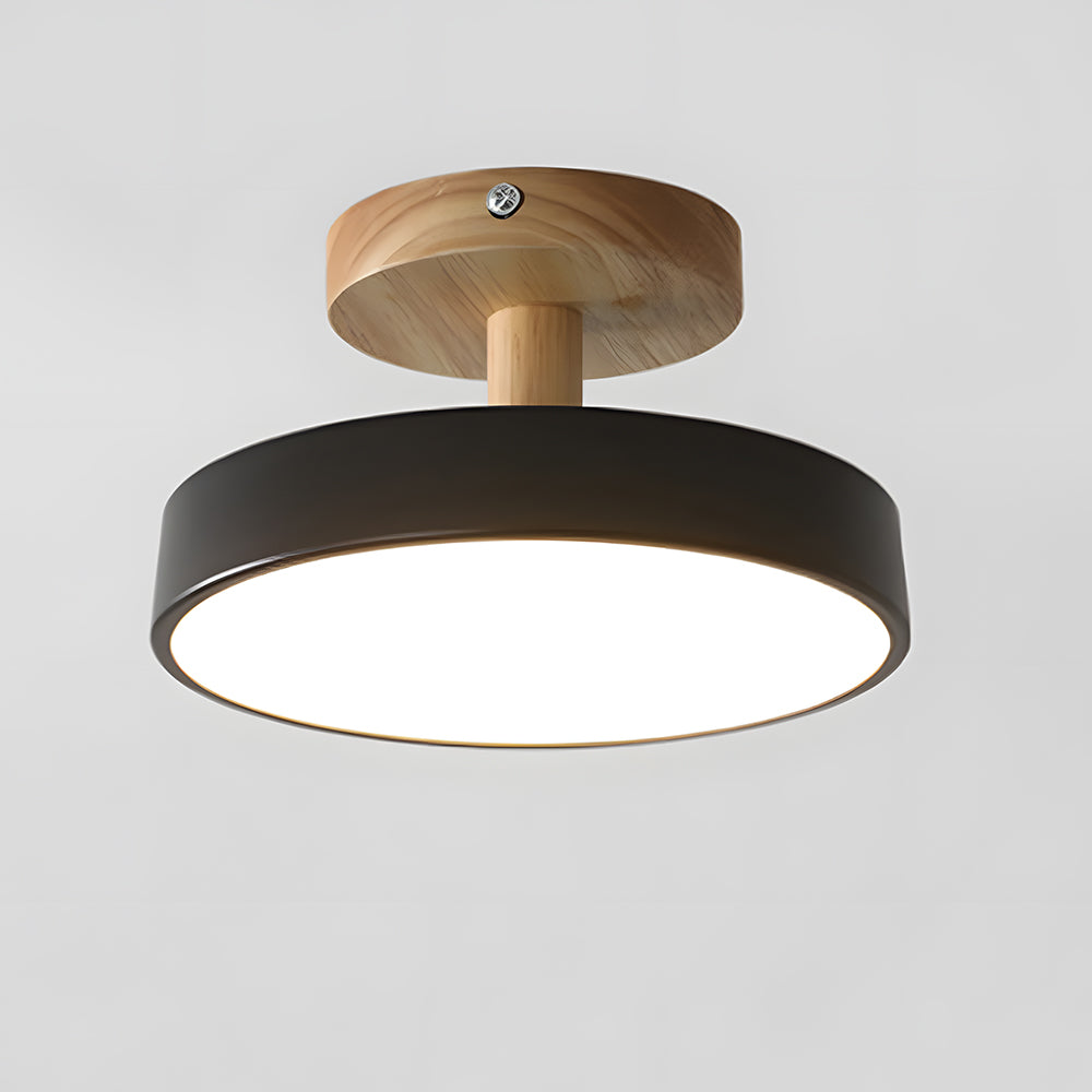 Flush Mount LED Light Fixture Wood Metal 12W for Bedroom Hallway Living Room Scandinavian Style Minimalist Low Profile Integrated Bulb Soft | Thomler