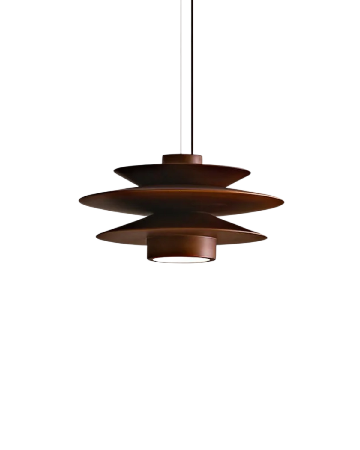 Layered Rubberwood Pendant Light Walnut Finish Ceiling Fixture Dining Room Living Room Ambient Lighting Modern Natural Wood Chandelier Warm | Thomler