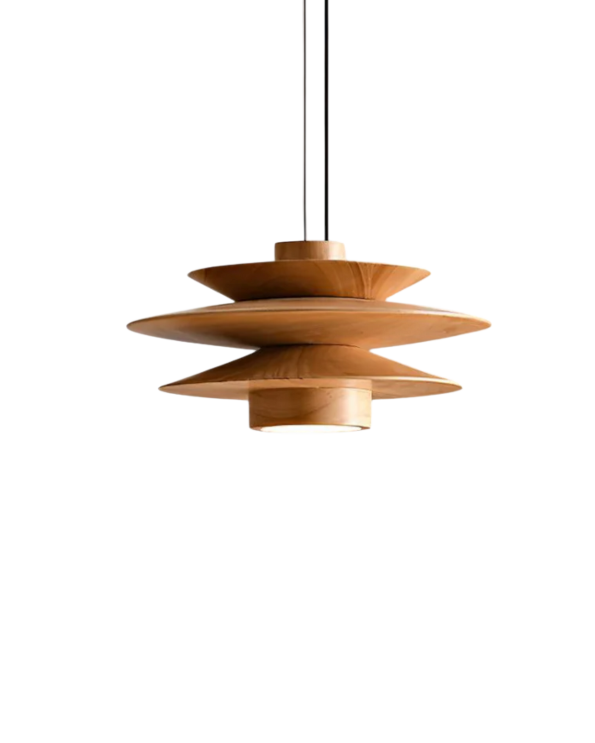 Layered Rubberwood Pendant Light Walnut Finish Ceiling Fixture Dining Room Living Room Ambient Lighting Modern Natural Wood Chandelier Warm | Thomler