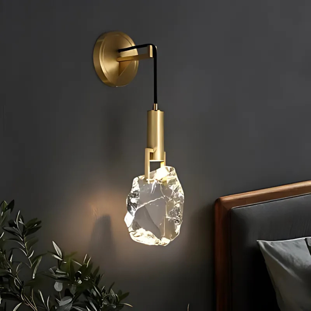 Hanging Fixture with Polished Copper & Faceted Glass Shade for Dining Room, Kitchen Island, Entryway | Thomler