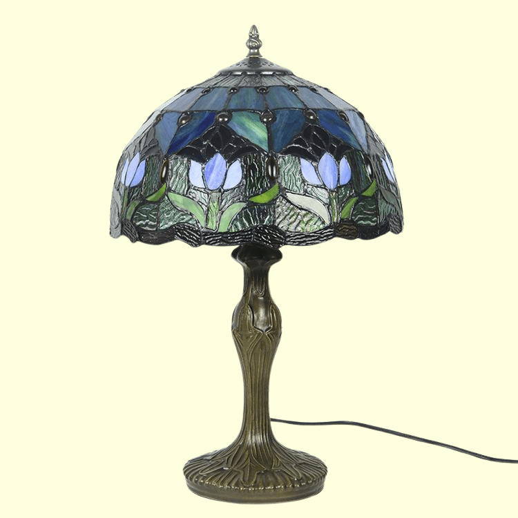 Stained Glass Table Lamp 18 Inch Height Multicolor Shade Bedside Reading Light E26 Socket Vintage Accent Lighting Decorative Bedroom Night L | Thomler