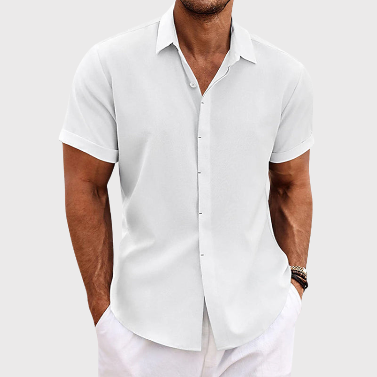 Atmungsaktives Kurzarm-Hemd für Herren – Leichtes Button-Down-Hemd aus Baumwollmix für sommerliche Freizeit & Büro