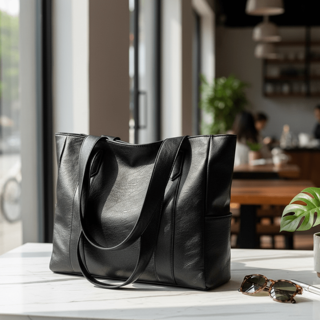 Bolso de mano clásico de piel sintética con cierre de cremallera y múltiples bolsillos para mujer – Bolso de diario con correas cómodas | Thomler