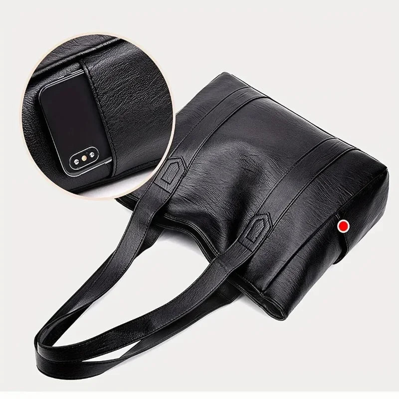 Bolso de mano clásico de piel sintética con cierre de cremallera y múltiples bolsillos para mujer – Bolso de diario con correas cómodas | Thomler