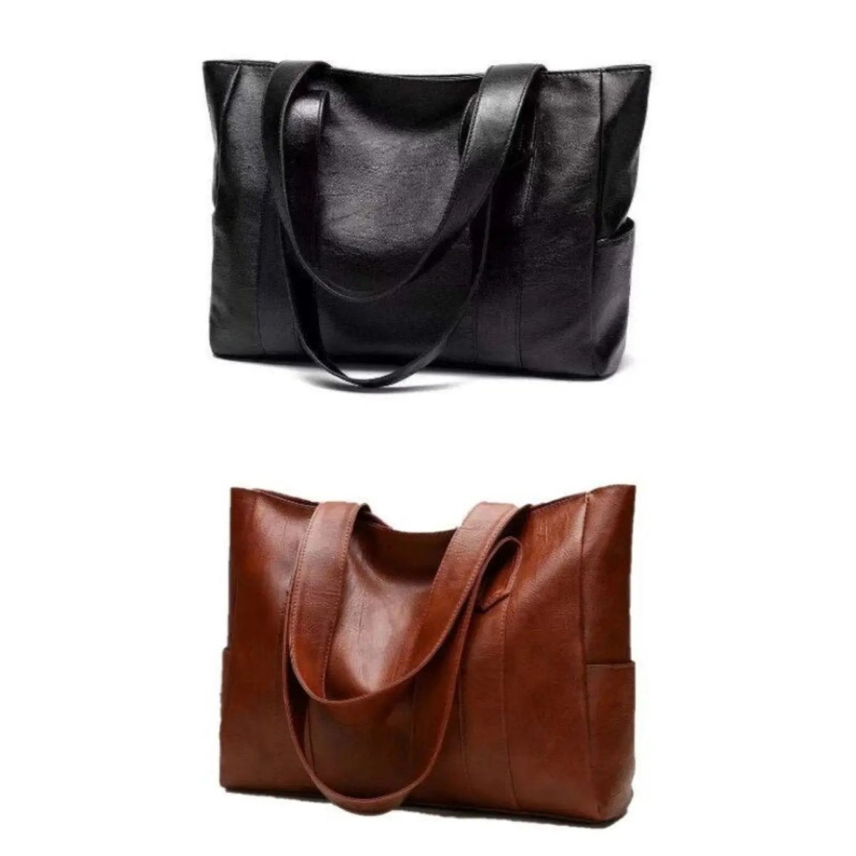 Bolso de mano clásico de piel sintética con cierre de cremallera y múltiples bolsillos para mujer – Bolso de diario con correas cómodas | Thomler