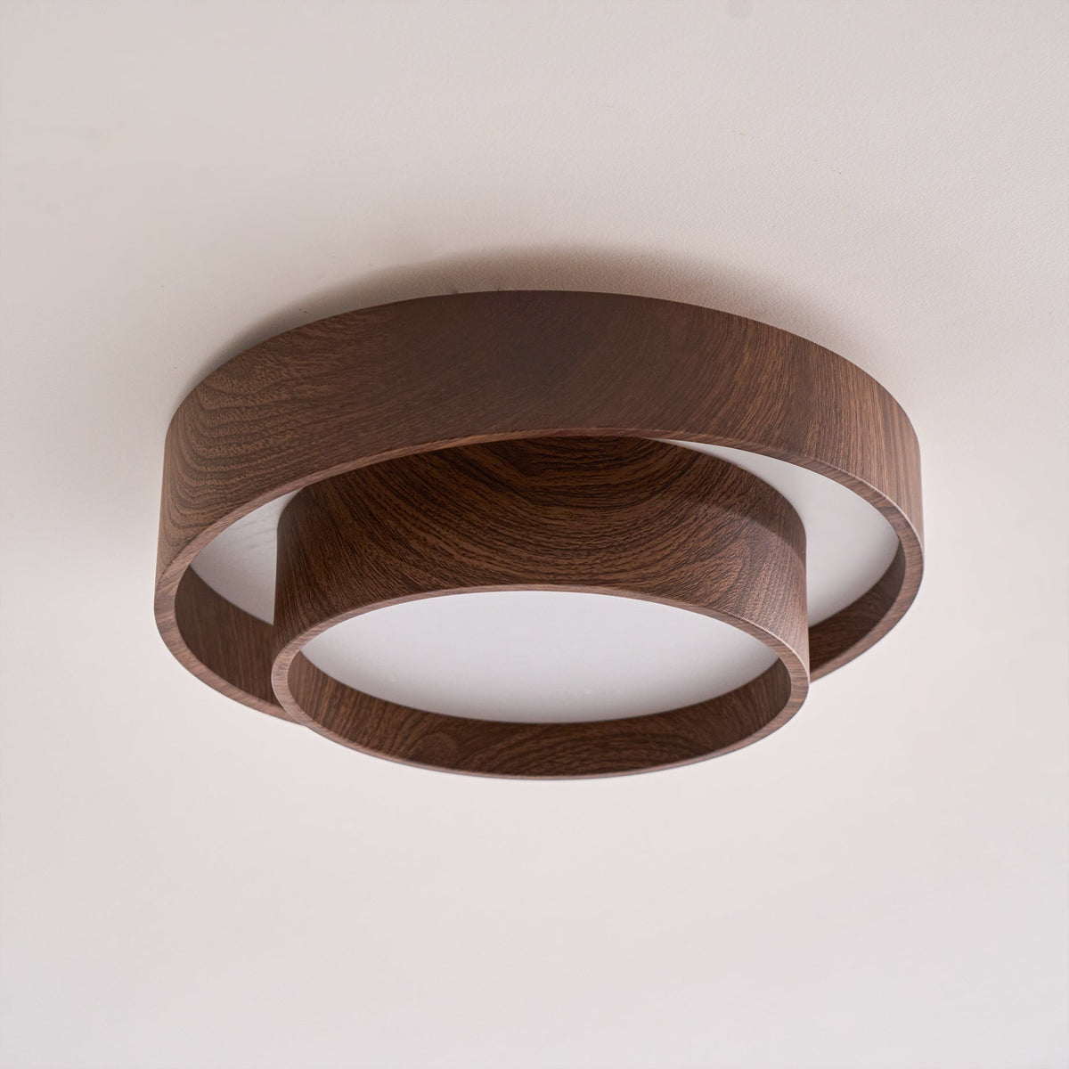 Round Flush Mount LED Ceiling Light Fixture Wood Grain Metal 16 in Diameter for Bedroom Living Room Kitchen Office Low Profile Modern Overhe | Thomler