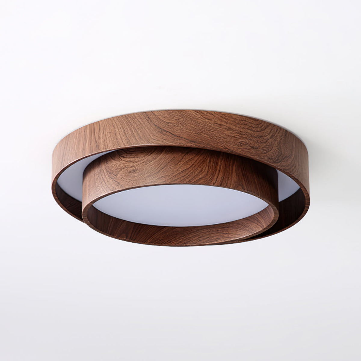 Round Flush Mount LED Ceiling Light Fixture Wood Grain Metal 16 in Diameter for Bedroom Living Room Kitchen Office Low Profile Modern Overhe | Thomler
