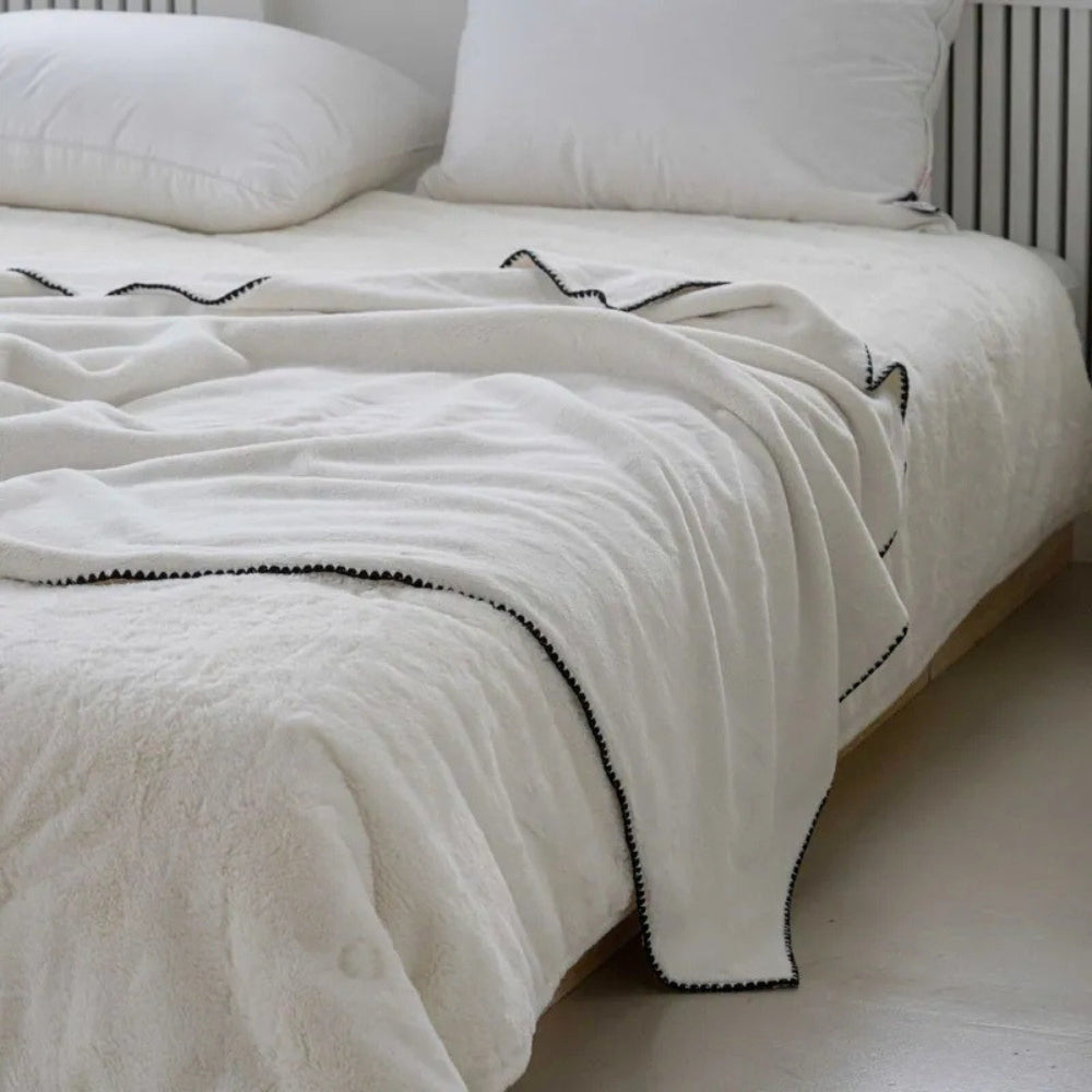 Chunky Textured Microfiber Throw Blanket – Cozy Bedding & Couch Cover in 4 Neutral Tones