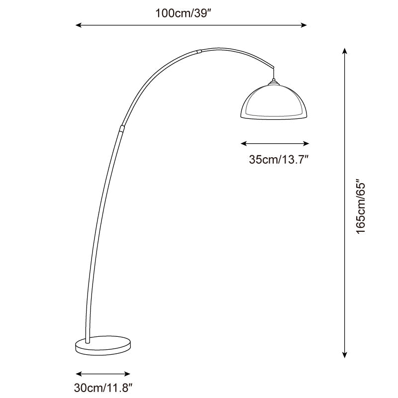 Arc Floor Lamp 65 Inch Adjustable Height Metal Amber Dome Shade Reading Light Over Couch Corner Seating Mid-Century Modern E26 Base Foot Swi | Thomler