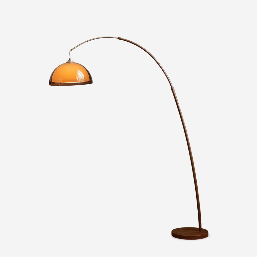 Arc Floor Lamp 65 Inch Adjustable Height Metal Amber Dome Shade Reading Light Over Couch Corner Seating Mid-Century Modern E26 Base Foot Swi | Thomler