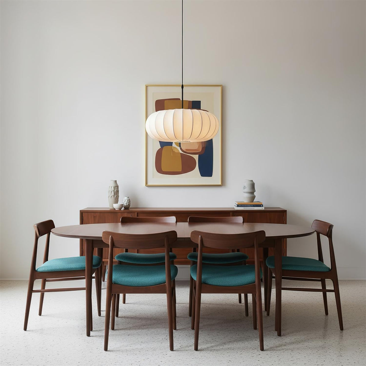 Fabric Drum Shade Hanging Lamp 20-Inch Diameter Height-Adjustable Drop Light for Dining Table Kitchen Counter Island White Black Finish Mode | Thomler