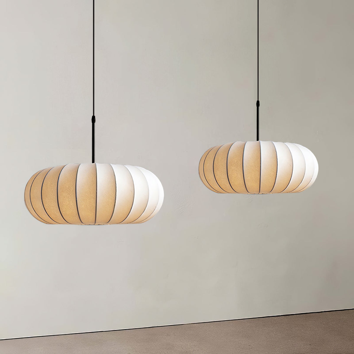 Hanging Ceiling Light with Cloth Shade for Dining Room & Kitchen – Adjustable Height, E26 Socket, Dimmable – 12 in White Fixture for Modern | Thomler