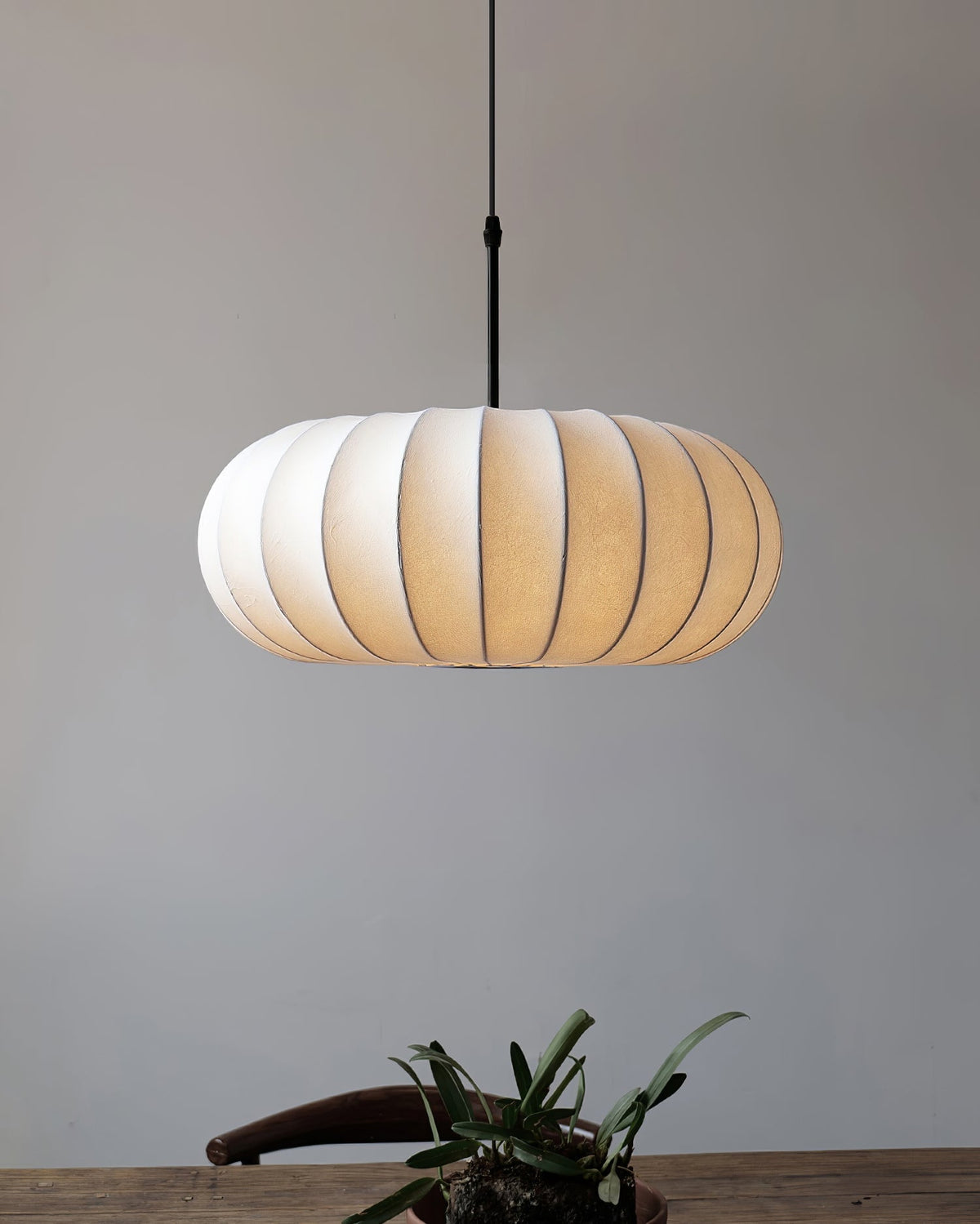 Hanging Ceiling Light with Cloth Shade for Dining Room & Kitchen – Adjustable Height, E26 Socket, Dimmable – 12 in White Fixture for Modern | Thomler