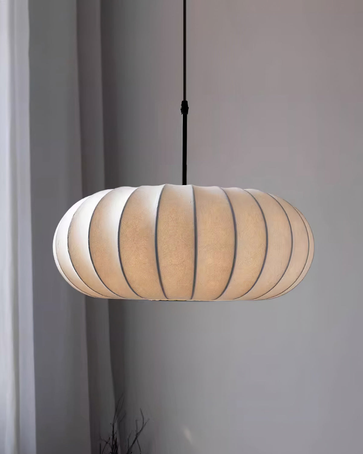 Hanging Ceiling Light with Cloth Shade for Dining Room & Kitchen – Adjustable Height, E26 Socket, Dimmable – 12 in White Fixture for Modern | Thomler