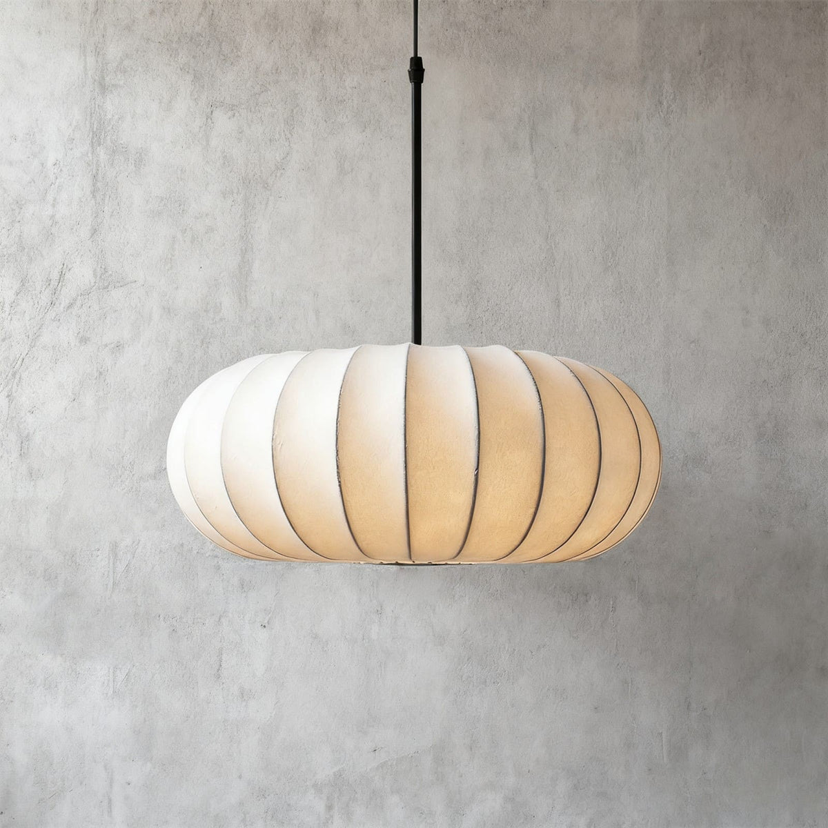 Hanging Silk Ceiling Fixture with Organic Shape for Dining Rooms & Living Spaces – Dimmable LED Compatible in 12, 16, or 20 Inch Sizes | Thomler