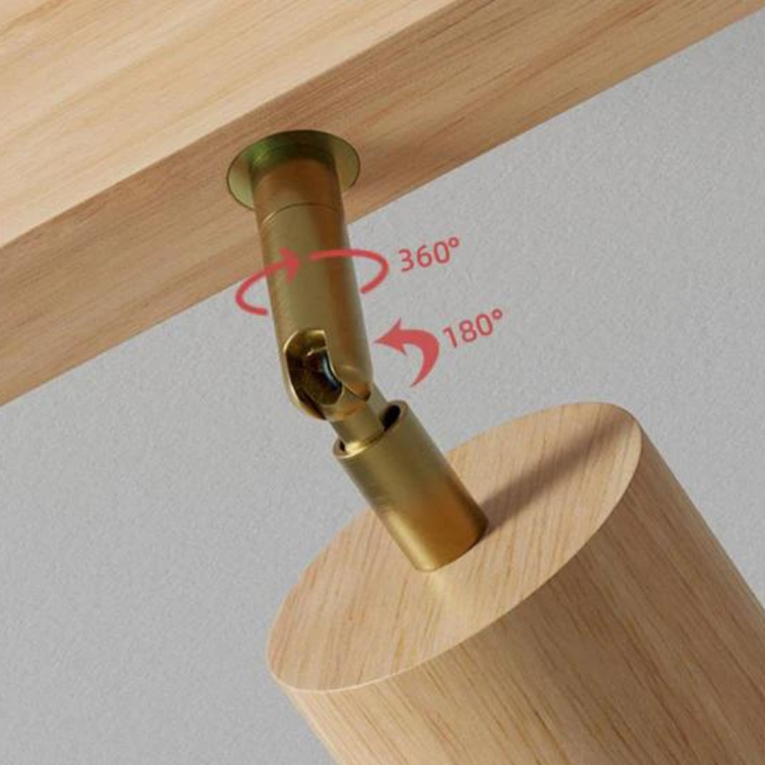 Verstellbarer Schienenstrahler mit Holzoptik, GU10-Fassung, schwenkbare Deckenleuchte für Küche, Wohnzimmer, Schlafzimmer, Akzent- und Arbeitsbeleuchtung | Thomler