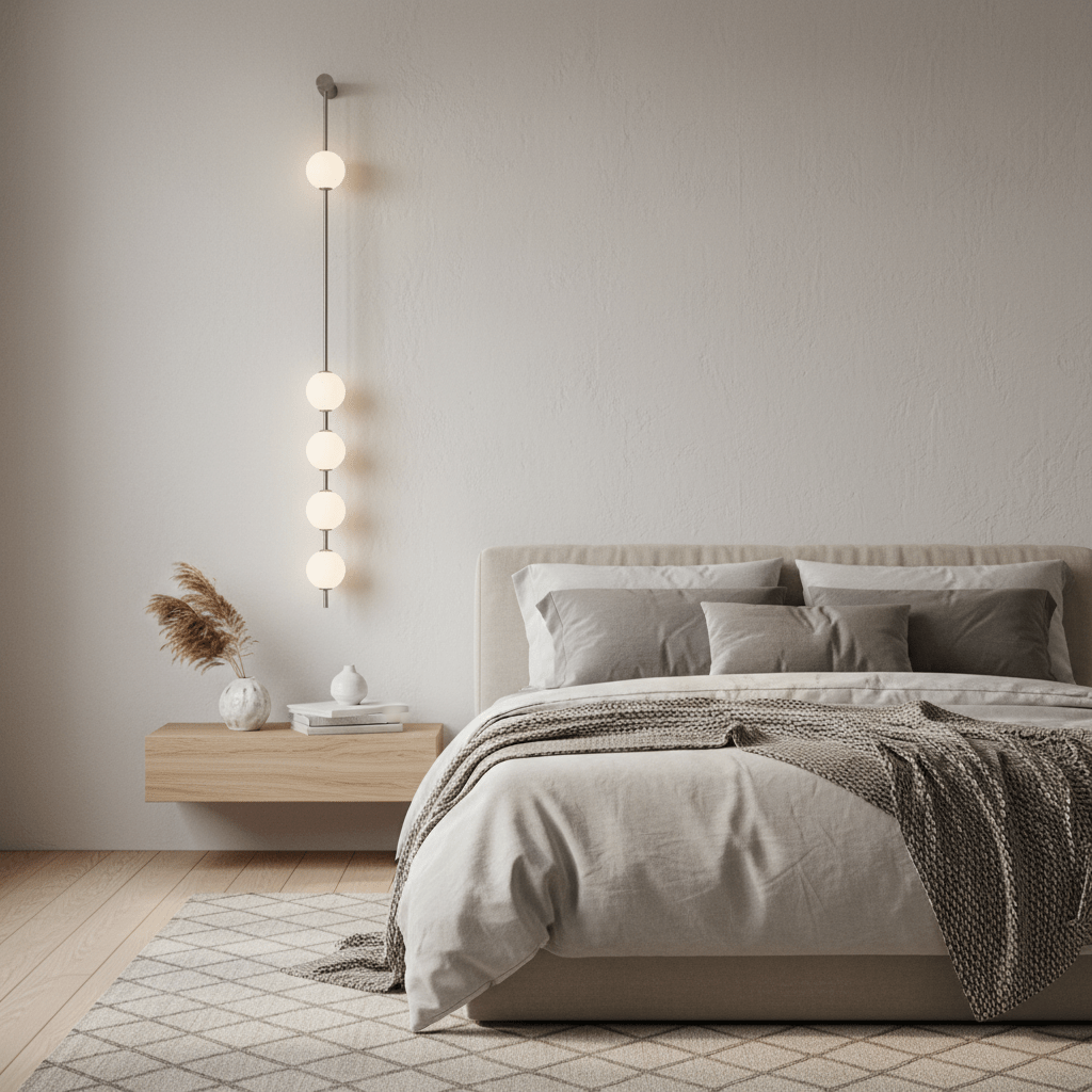Aplique de pared LED vertical con múltiples globos, acabado en latón, altura ajustable, iluminación para pasillos, escaleras y entradas, lámpara moderna de metal y vidrio, 3-6 luces | Thomler