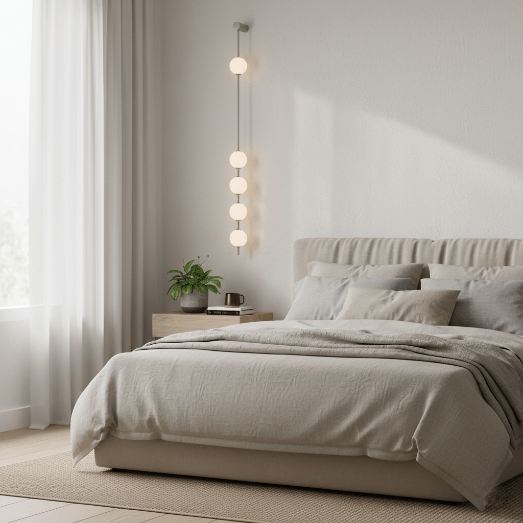 Aplique de pared LED vertical con múltiples globos, acabado en latón, altura ajustable, iluminación para pasillos, escaleras y entradas, lámpara moderna de metal y vidrio, 3-6 luces | Thomler