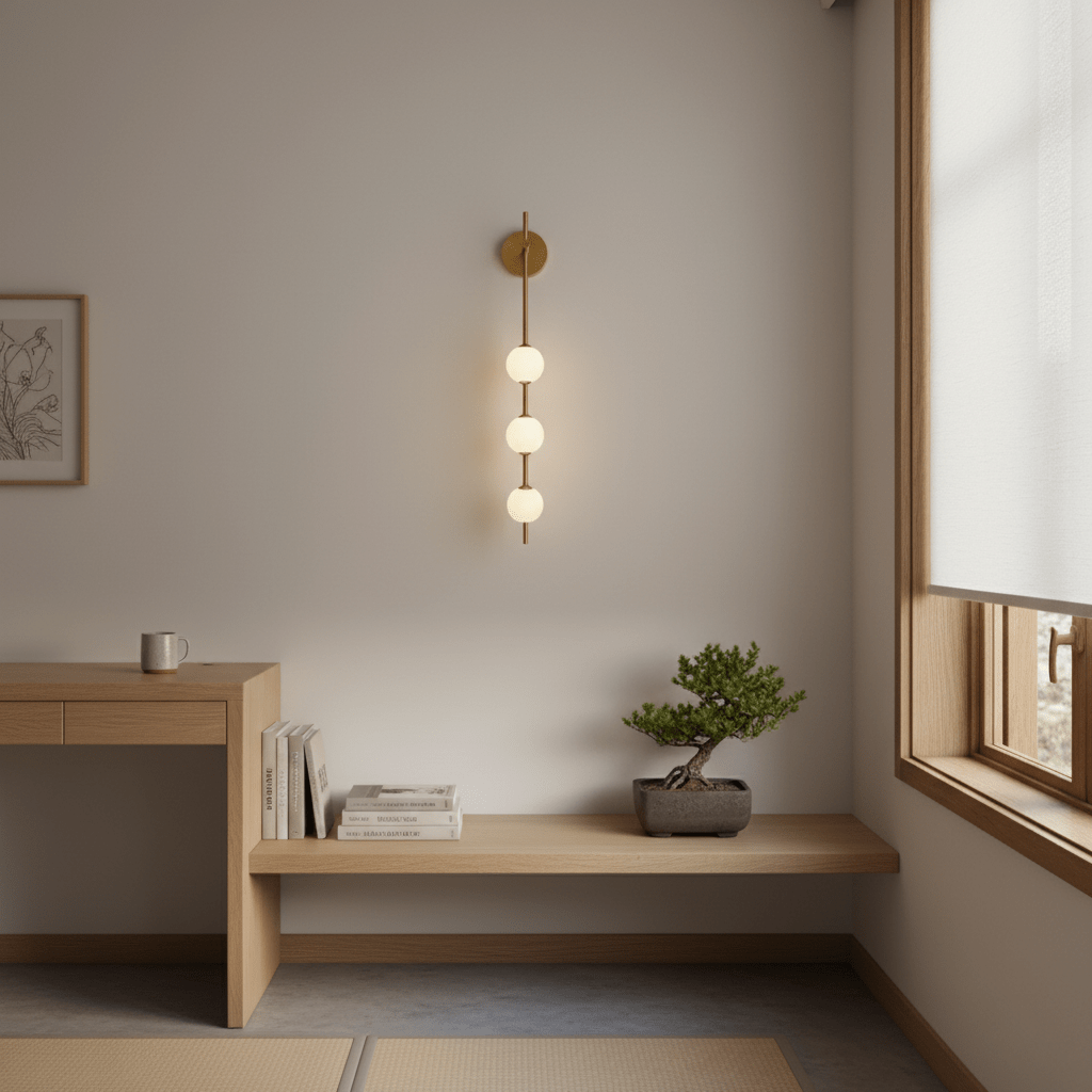 Lámpara de pared tipo globo LED, aplique de montaje fijo, 26 pulgadas, acabado en latón, iluminación con pantalla esférica para dormitorio, baño, pasillo, rincón de lectura, luz de acento para interiores