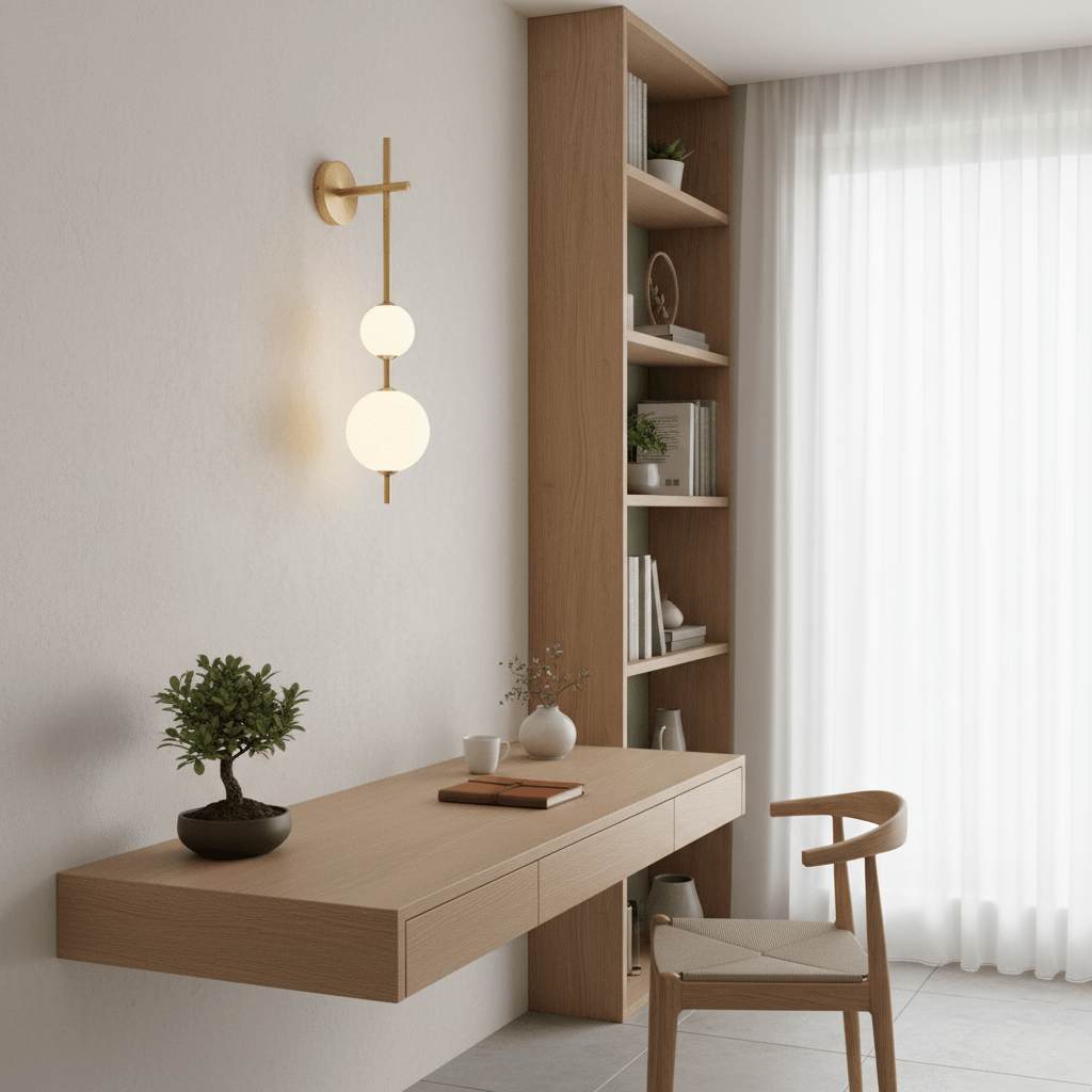 Lámpara de pared tipo globo LED, aplique de montaje fijo, 26 pulgadas, acabado en latón, iluminación con pantalla esférica para dormitorio, baño, pasillo, rincón de lectura, luz de acento para interiores