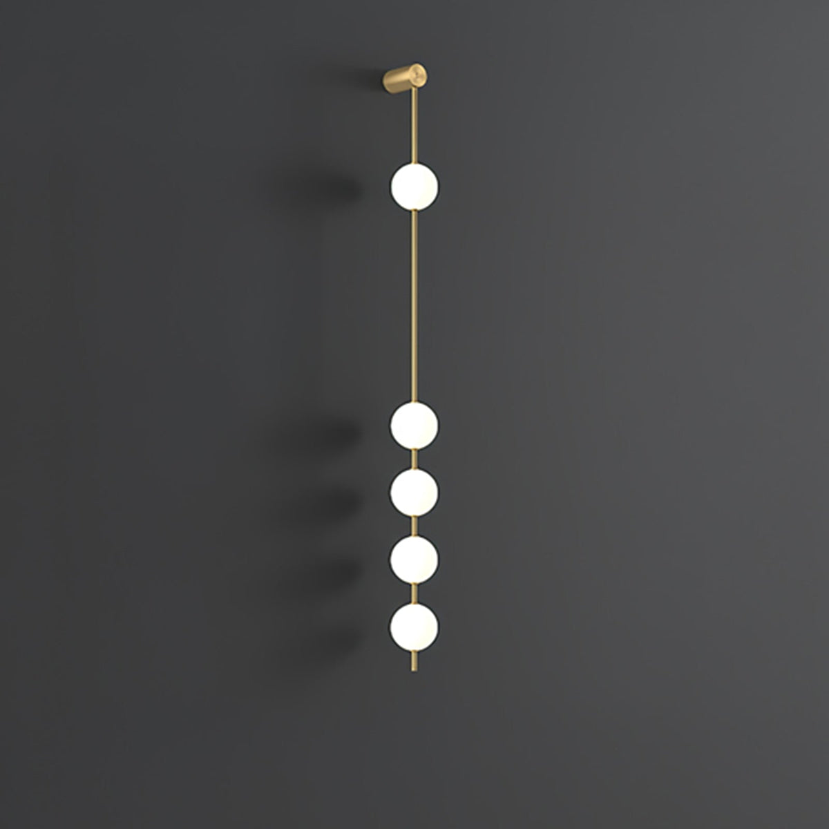 Aplique de pared LED vertical con múltiples globos, acabado en latón, altura ajustable, iluminación para pasillos, escaleras y entradas, lámpara moderna de metal y vidrio, 3-6 luces | Thomler