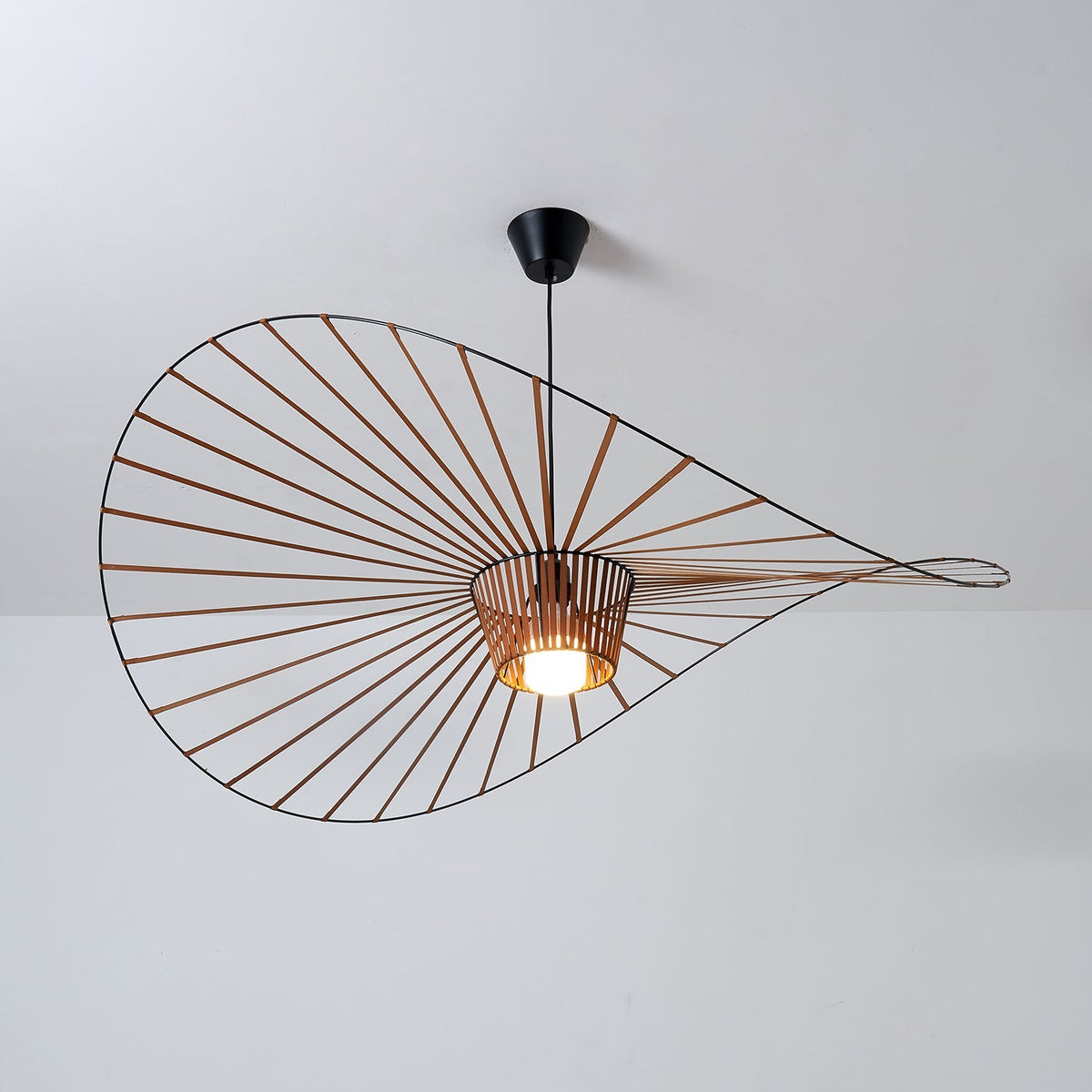 Oversized Woven Ceiling Fixture 47 in Black for Dining & Living Rooms Statement Lighting Above Tables Modern Handcrafted Fiber Shade | Thomler