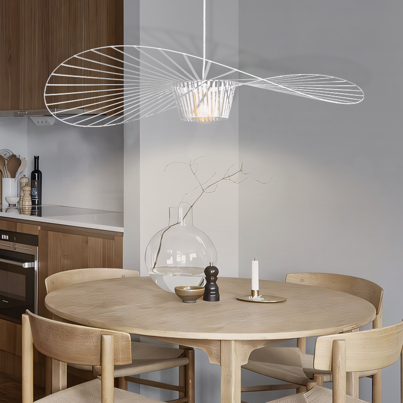 Oversized Drop Ceiling Fixture with Adjustable 59 in Cable for Open-Concept Kitchens & Dining Areas | Wide Sculptural Shade | E27 Socket | M | Thomler