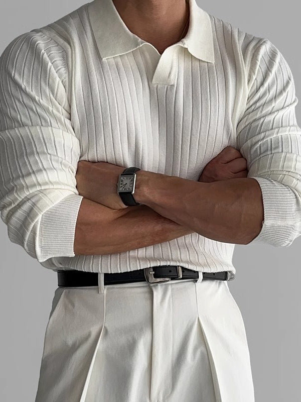 Fitted Polo Sweater for Men – Breathable Knit, Refined Collar, Easy-Care Fabric
