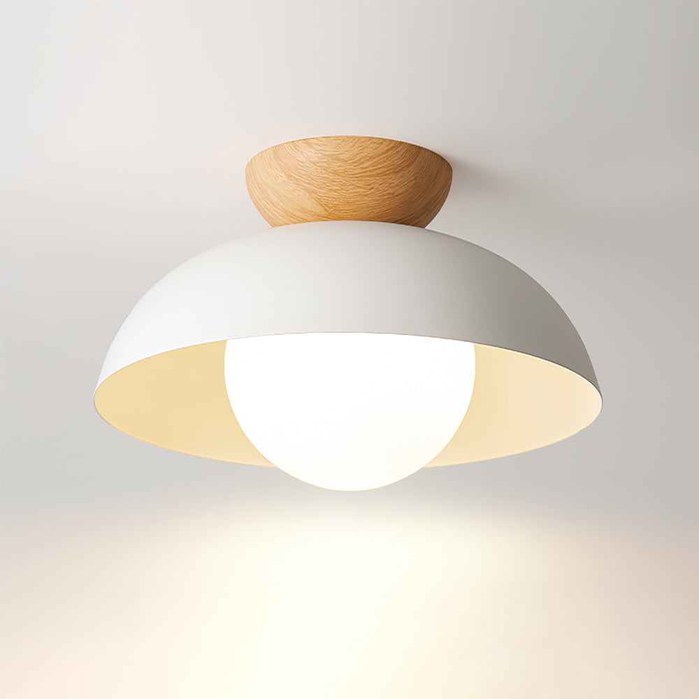 Glass Shade Ceiling Light Fixture 12 Inch Metal Overhead Lamp E26 Base for Kitchen Island Dining Room Modern Suspended Lighting White Black | Thomler