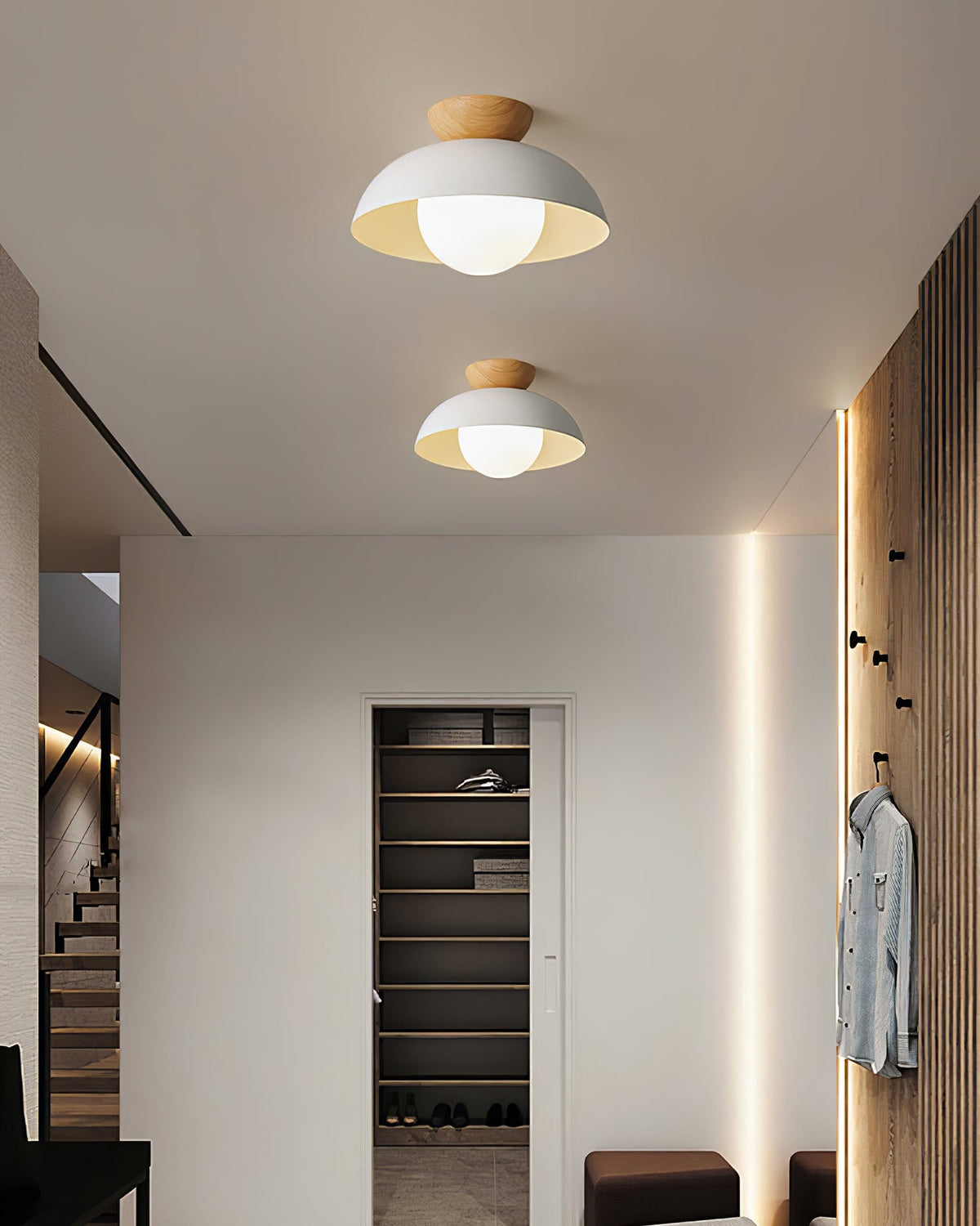 Glass Shade Ceiling Light Fixture 12 Inch Metal Overhead Lamp E26 Base for Kitchen Island Dining Room Modern Suspended Lighting White Black | Thomler