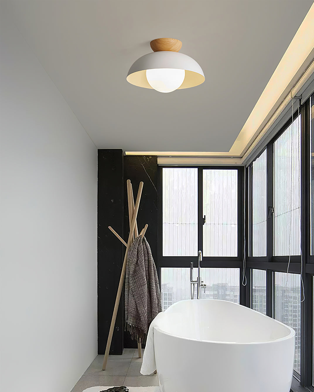 Glass Shade Ceiling Light Fixture 12 Inch Metal Overhead Lamp E26 Base for Kitchen Island Dining Room Modern Suspended Lighting White Black | Thomler