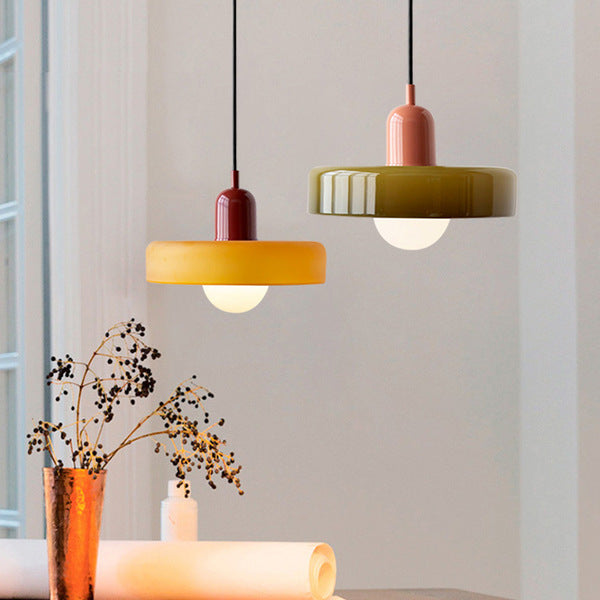 Handcrafted Art Glass Dome Pendant Light, Adjustable Modern Hanging Fixture for Dining Room Kitchen Island Living Room | Thomler