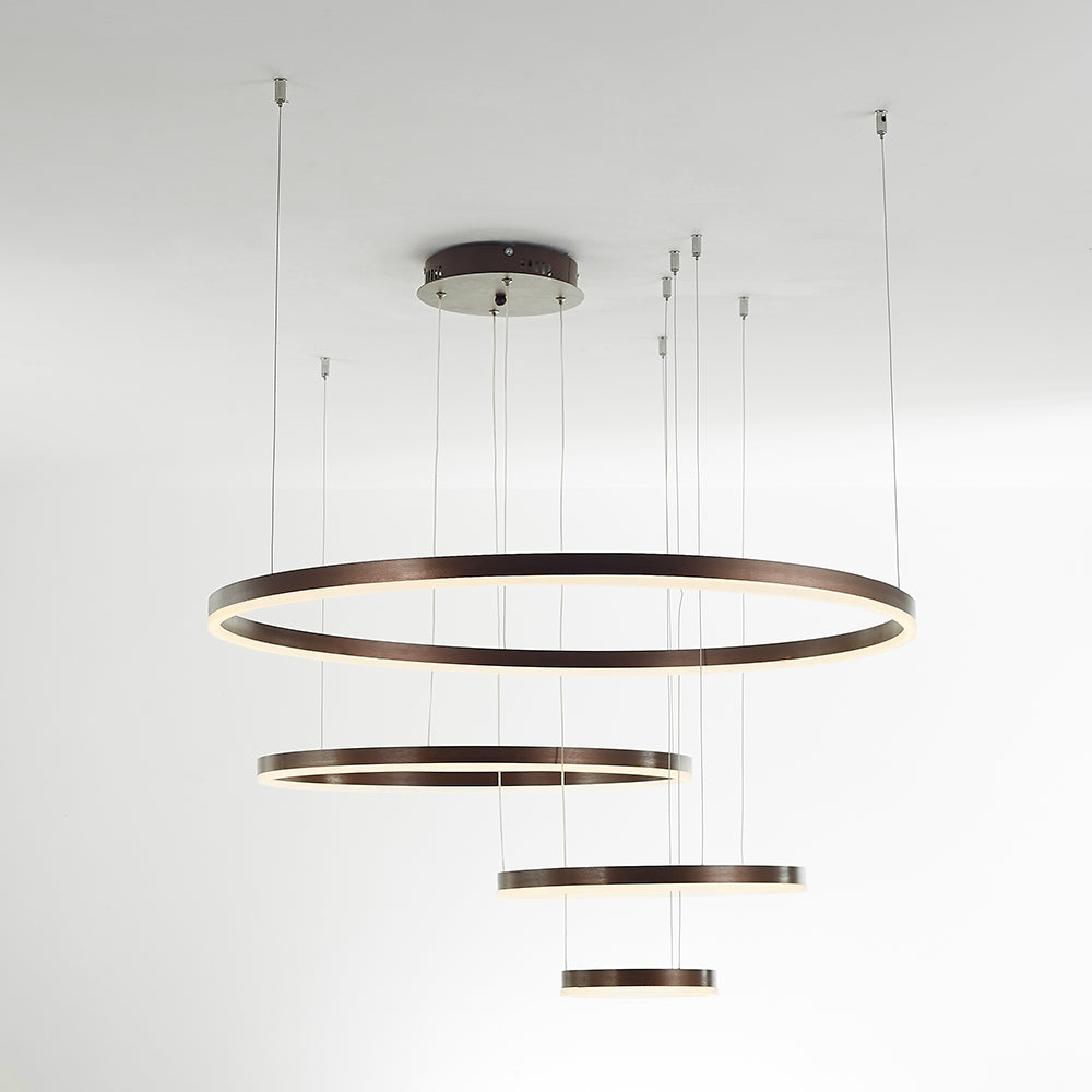 Multi-Ring LED Chandelier 16–31 in Adjustable Height Metal Acrylic Fixture Dimmable Ceiling Light for Dining Living Rooms Modern Suspended H | Thomler