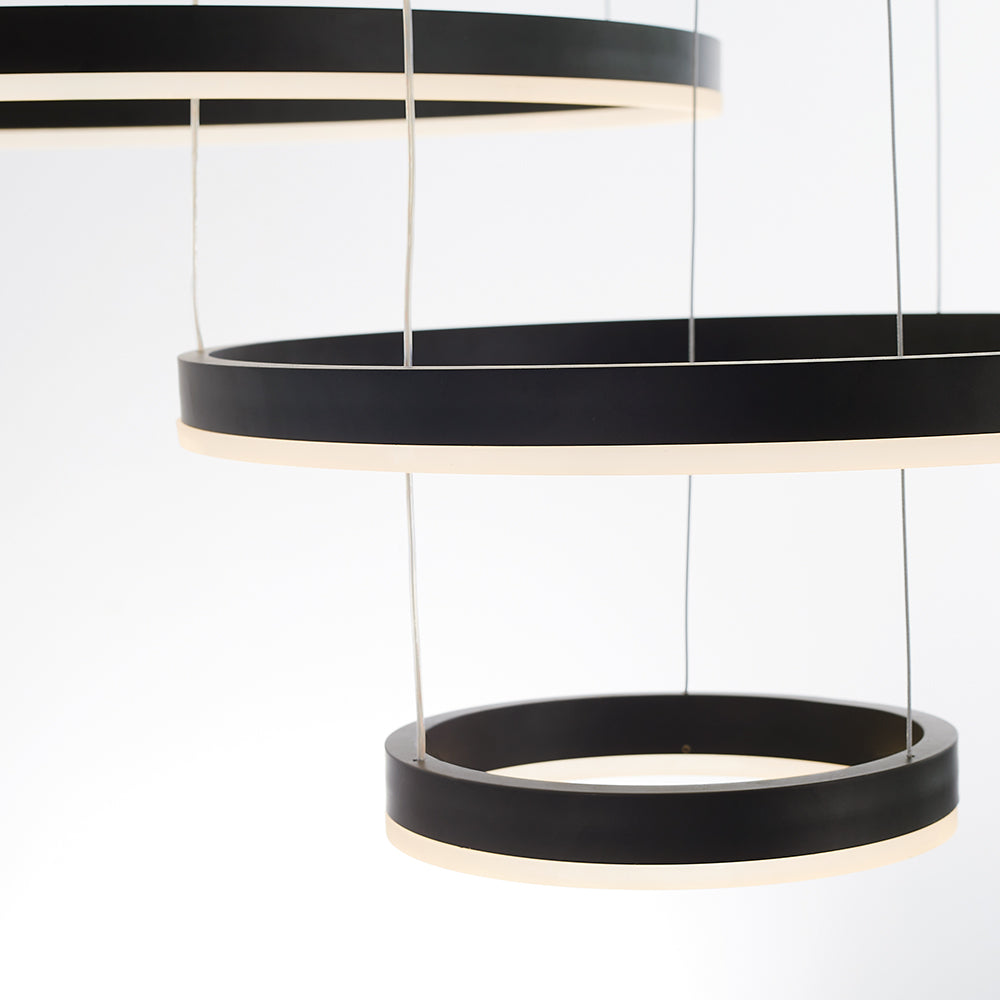 Multi-Ring LED Chandelier 16–31 in Adjustable Height Metal Acrylic Fixture Dimmable Ceiling Light for Dining Living Rooms Modern Suspended H | Thomler