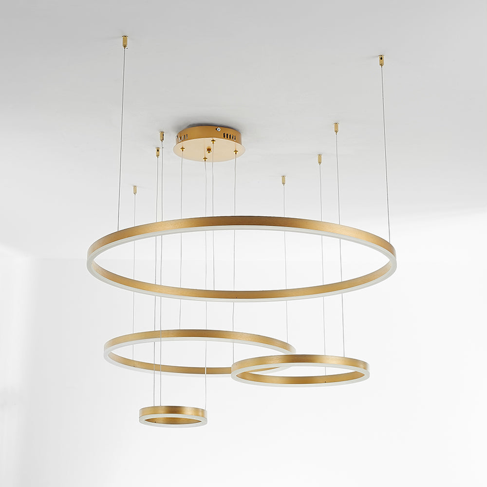 Multi-Ring LED Ceiling Light Fixture Adjustable Height Metal & Acrylic for Dining Rooms Living Spaces Bedrooms Contemporary Overhead Hanging | Thomler