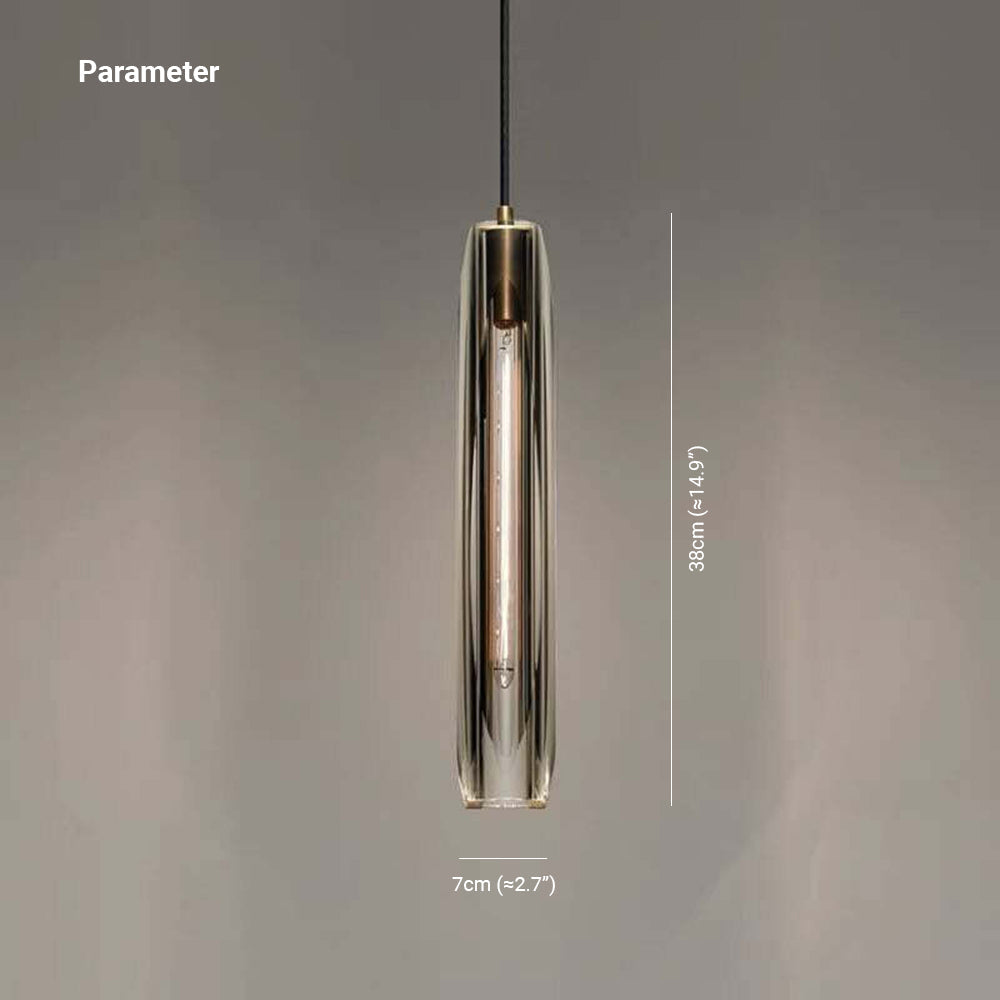 Glass Cylinder Hanging Light Fixture 15 Inch Height Adjustable Drop Ceiling Lamp for Dining Room Bedroom Living Room Contemporary Minimalist | Thomler