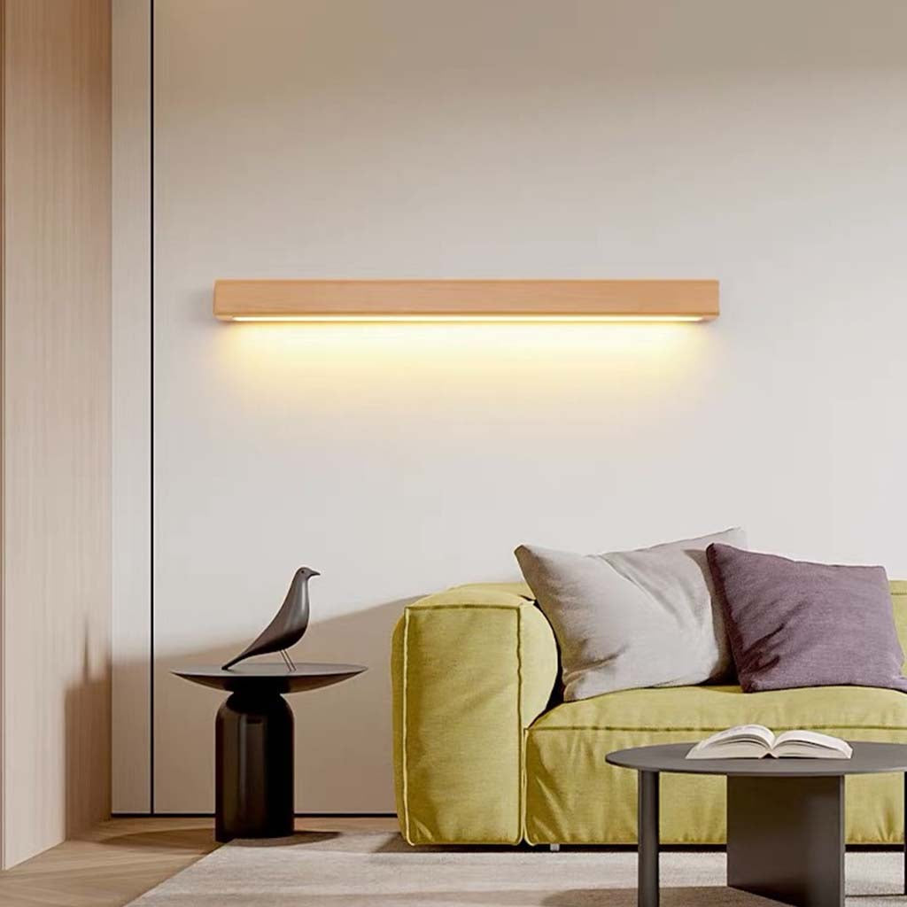 Linear Wood Sconce with Adjustable LED – Natural Beech Finish for Bedroom, Hallway & Contemporary Spaces – Switchable Light Modes – Slim 1.8 | Thomler