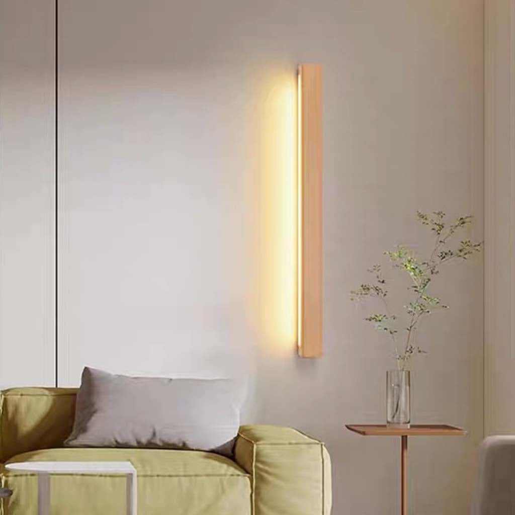 Linear Wood Sconce with Adjustable LED – Natural Beech Finish for Bedroom, Hallway & Contemporary Spaces – Switchable Light Modes – Slim 1.8 | Thomler